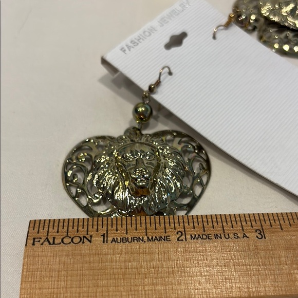 Statement Lion Heart Earrings – Bold Filigree Design – New on Card - Picture 4 of 6